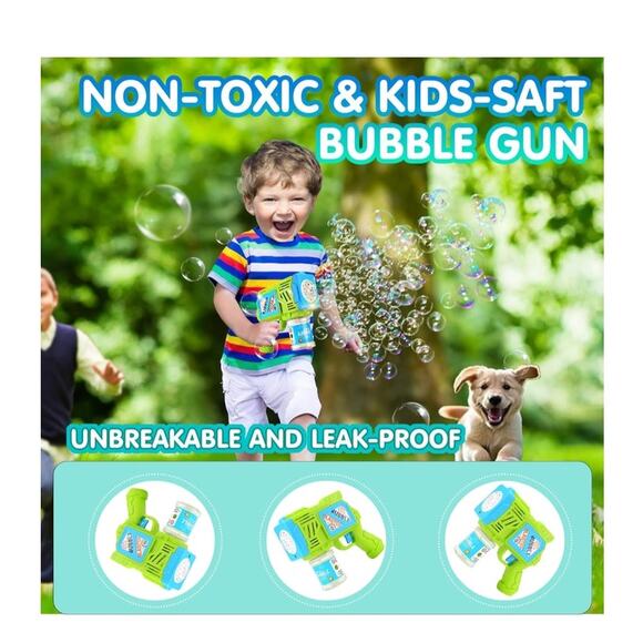 2 Pack Bubble Gun Machine Automatic Light Up, 4 Bottles 10 Bags Refill Solution - Picture 5 of 8